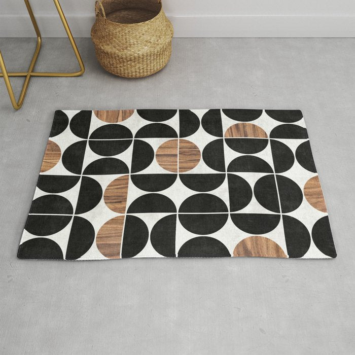 Mid-Century Modern Pattern No.1 - Concrete And Wood Rug