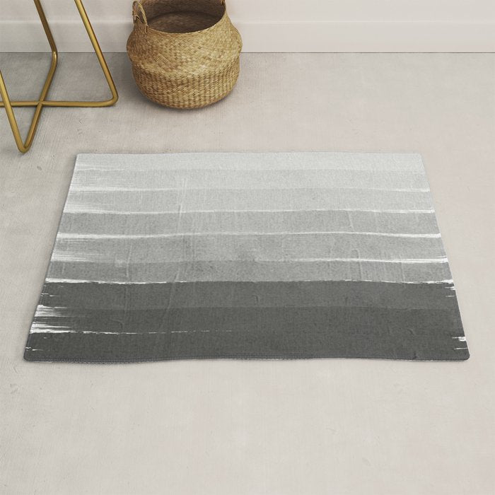 Brushstroke - Ombre Grey, Charcoal, Minimal, Monochrome, Black And White, Trendy,  Painterly Art  Rug