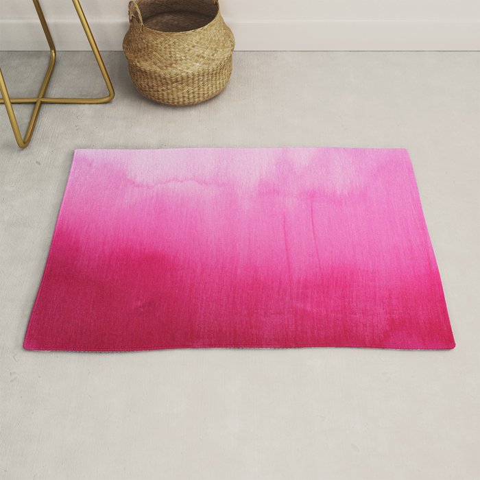 Modern Fuchsia Watercolor Paint Brushtrokes Rug