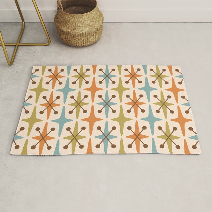 Mid Century Modern Googie Star Pattern Mid Mod Rug