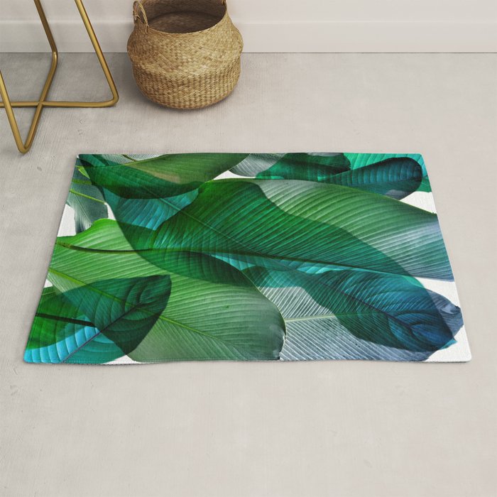 Palm Leaf Jungle Bali Banana Palm Frond Greens Rug