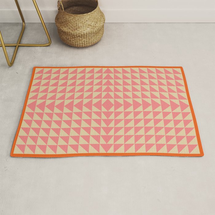 Bold Triangle Pattern In Pink And Orange Rug