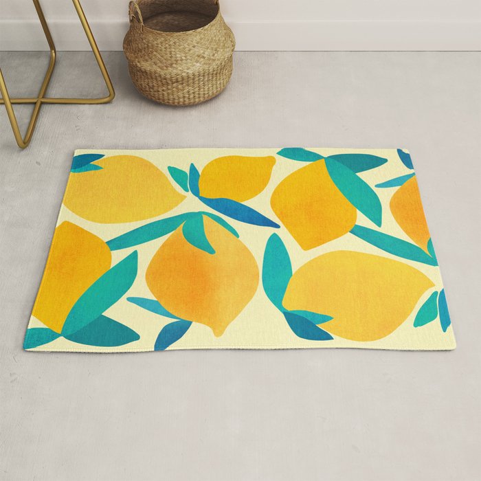 Mangoes - Tropical Fruit Illustration Rug