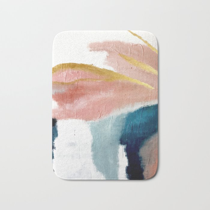 Exhale: A Pretty, Minimal, Acrylic Piece In Pinks, Blues, And Gold Bath Mat