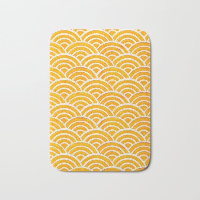 Japanese Seigaiha Wave Marigold Palette Bath Mat