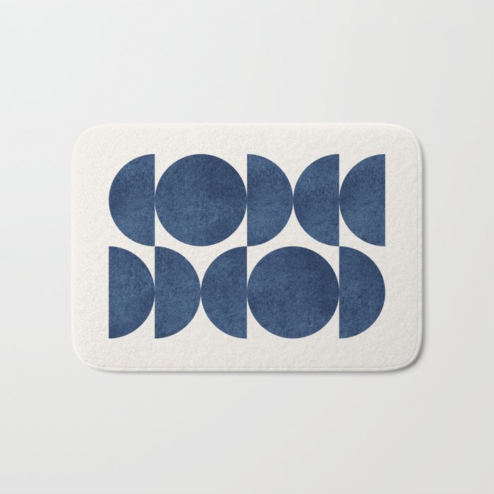 Blue Navy Retro Scandinavian Mid Century Modern Bath Mat