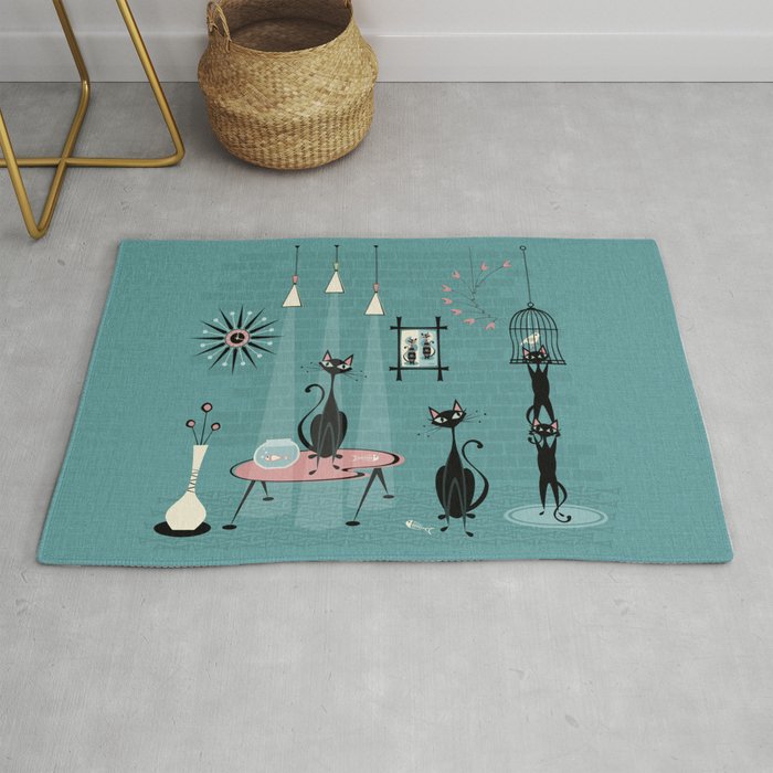 Mid Century Kitty Mischief - ©Studioxtine Rug