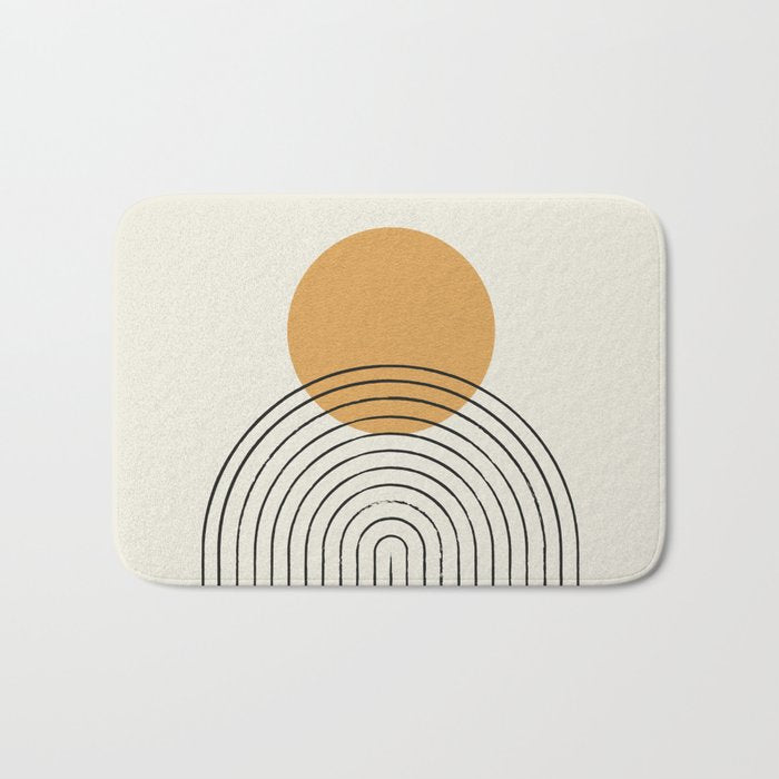 Gold Sun Rainbow Mid-Century Full Bath Mat