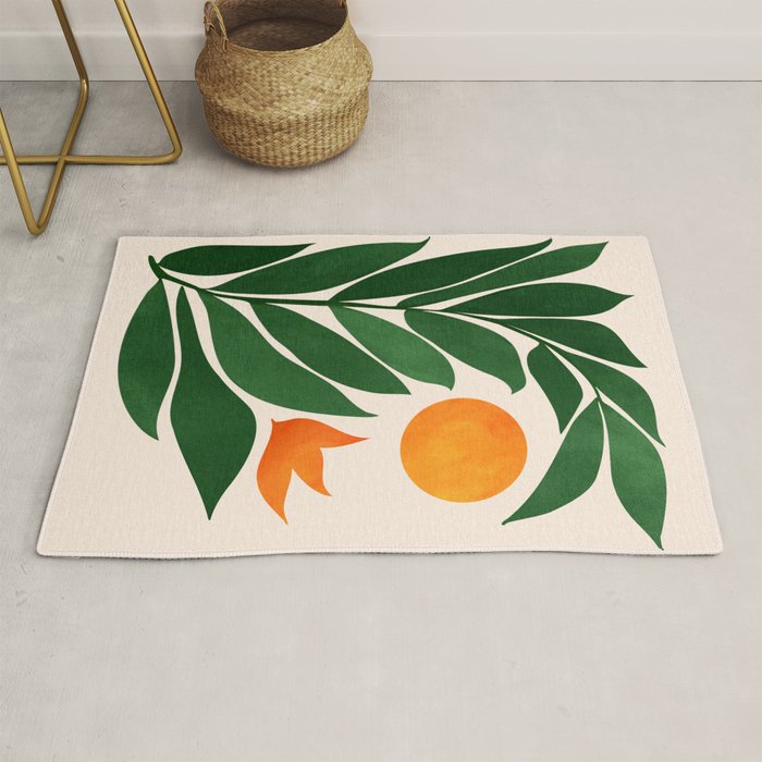 Tropical Forest Sunset / Mid Century Abstract Shapes Rug