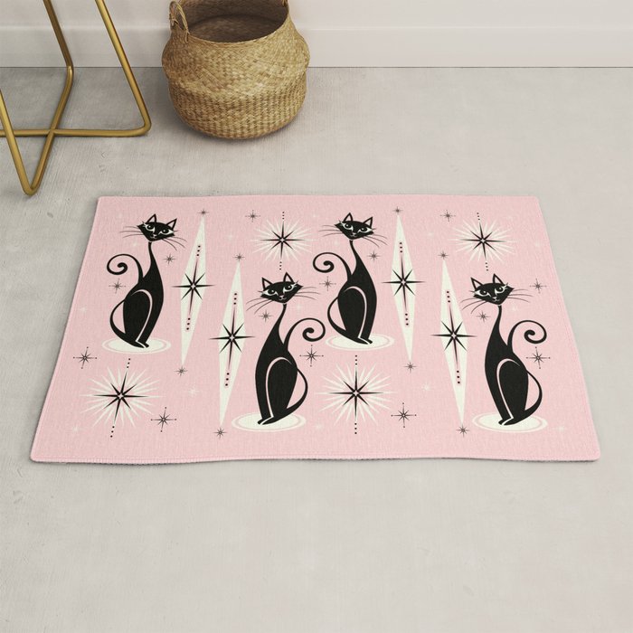Mid Century Meow Retro Atomic Cats ©Studioxtine Rug