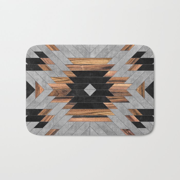 Urban Tribal Pattern No.6 - Aztec - Concrete And Wood Bath Mat