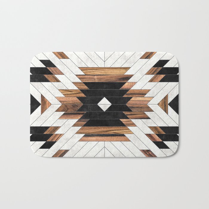 Urban Tribal Pattern No.5 - Aztec - Concrete And Wood Bath Mat