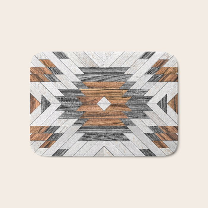 Urban Tribal Pattern No.8 - Aztec - Wood Bath Mat