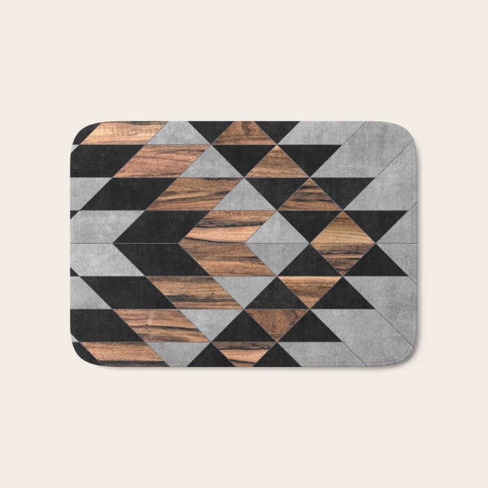 Urban Tribal Pattern No.10 - Aztec - Concrete And Wood Bath Mat