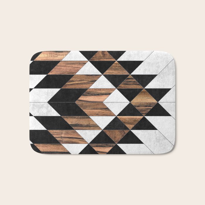 Urban Tribal Pattern No.9 - Aztec - Concrete And Wood Bath Mat