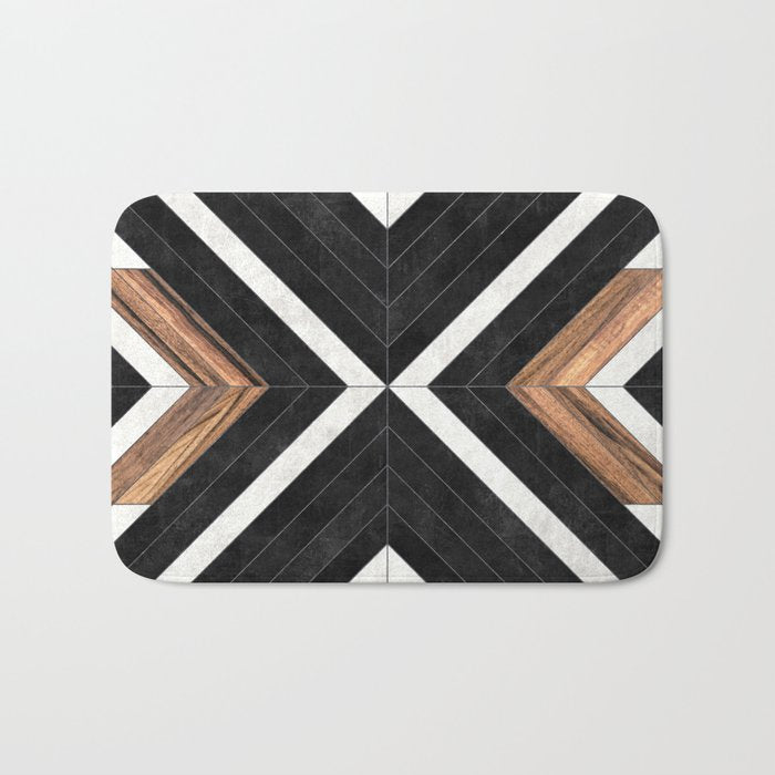 Urban Tribal Pattern No.1 - Concrete And Wood Bath Mat