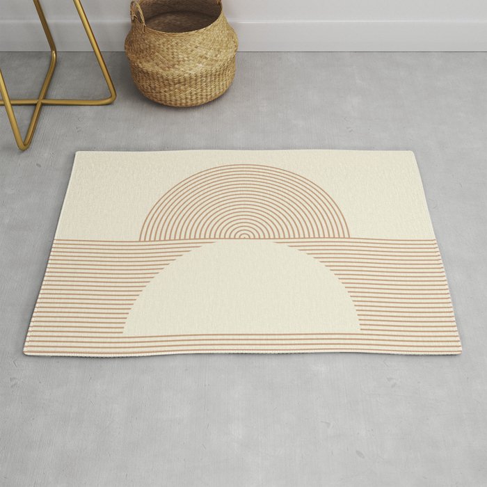 Geometric Lines In Shades Of Coffee And Latte 4 (Sunrise And Sunset) Rug