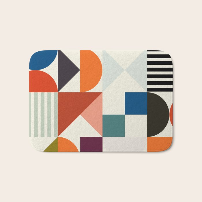 Mid Century Retro Shapes Geometric Bath Mat
