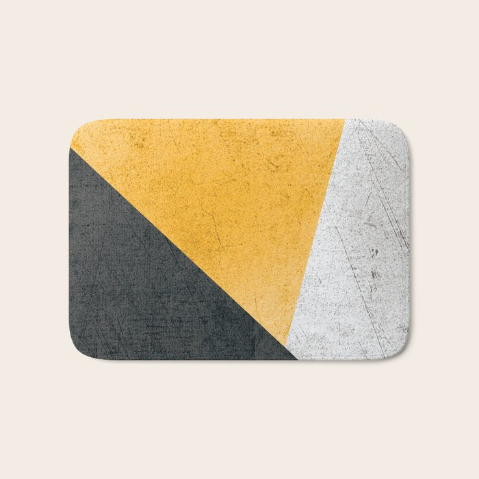 Modern Yellow & Black Geometric Bath Mat