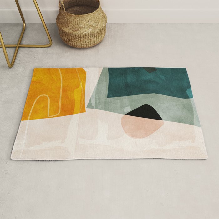 Mid Century Shapes Abstract Painting 3 Rug