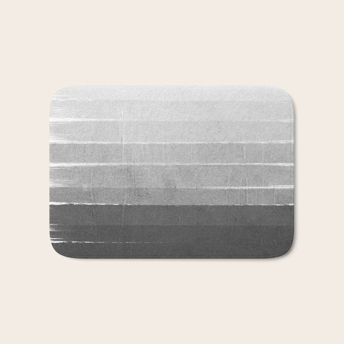 Brushstroke - Ombre Grey, Charcoal, Minimal, Monochrome, Black And White, Trendy,  Painterly Art  Bath Mat
