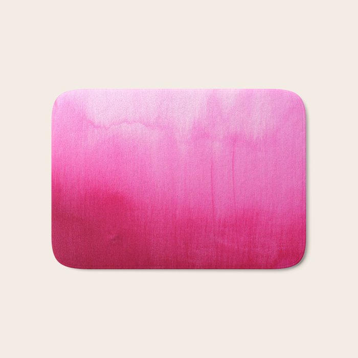 Modern Fuchsia Watercolor Paint Brushtrokes Bath Mat