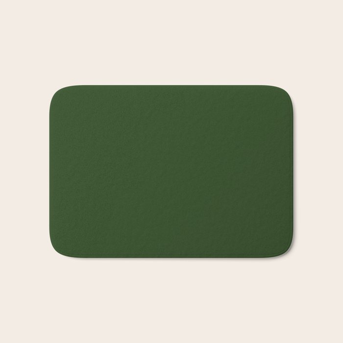 Solid Dark Forest Green Simple Solid Color All Over Print Bath Mat