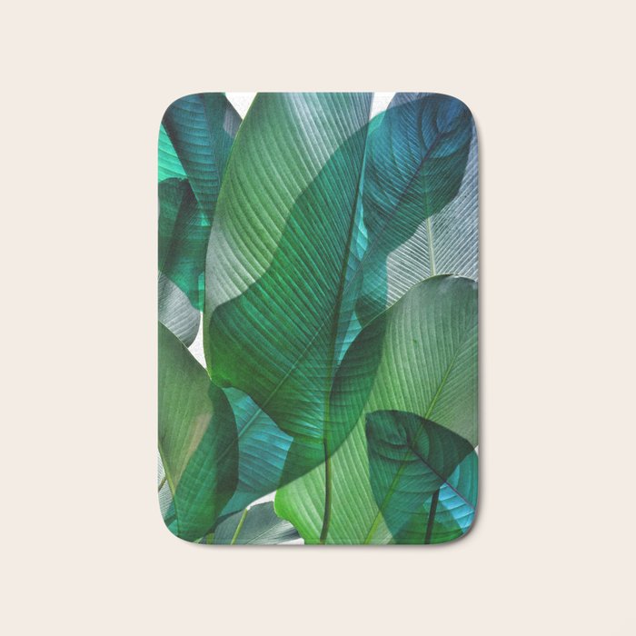 Palm Leaf Jungle Bali Banana Palm Frond Greens Bath Mat