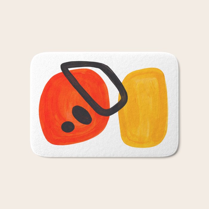 Midcentury Modern Colorful Abstract Pop Art Space Age Fun Bright Orange Yellow Colors Minimalist Bath Mat