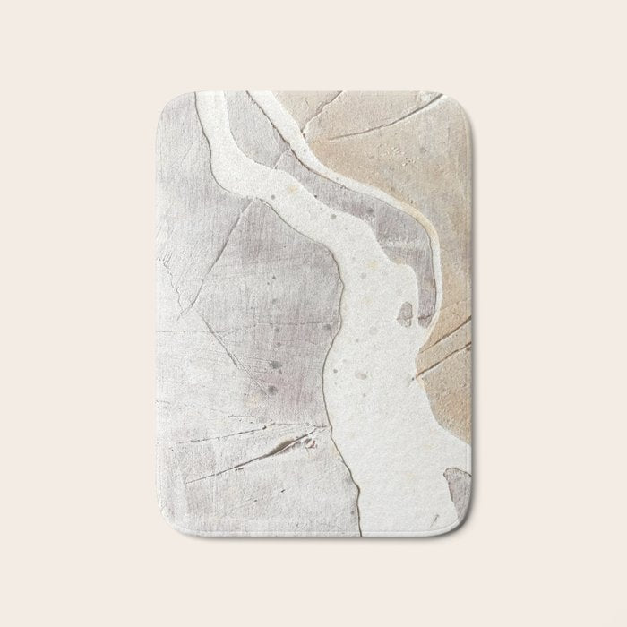 Feels: A Neutral, Textured, Abstract Piece In Whites By Alyssa Hamilton Art Bath Mat