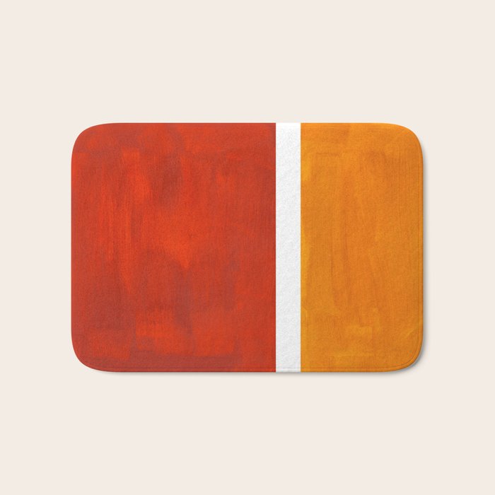 Burnt Orange Yellow Ochre Mid Century Modern Abstract Minimalist Rothko Color Field Squares Bath Mat