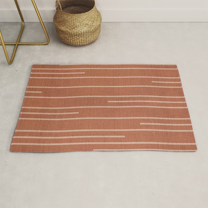Geometric Art, Colorful Stripes, Terracotta Rug