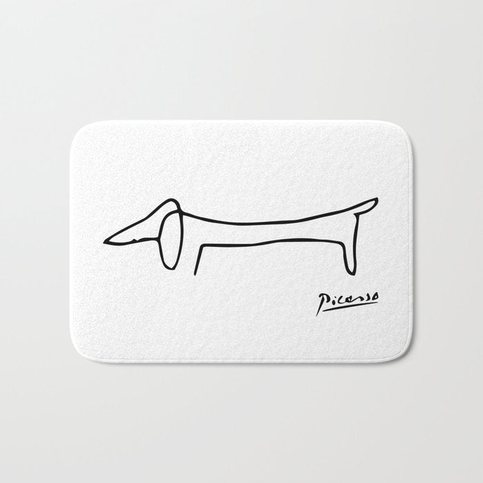 Pablo Picasso Dog (Lump) Artwork Shirt, Sketch Reproduction Bath Mat