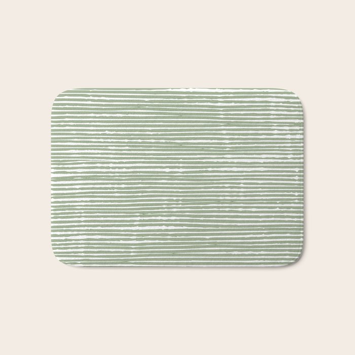 Abstract Stripes, Sage Green, Boho Wall Art Bath Mat