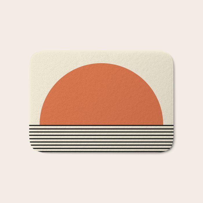 Sunrise Sunset I - Orange Black Bath Mat