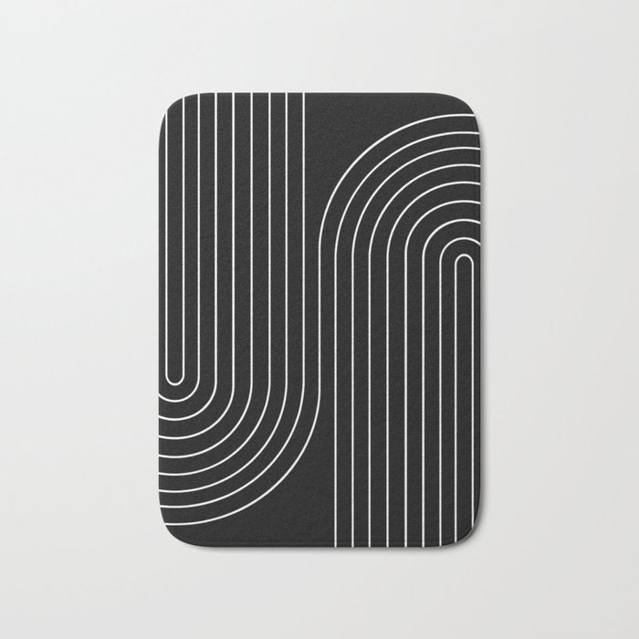 Minimal Line Curvature Ii Black And White Mid Century Modern Arch Abstract Bath Mat