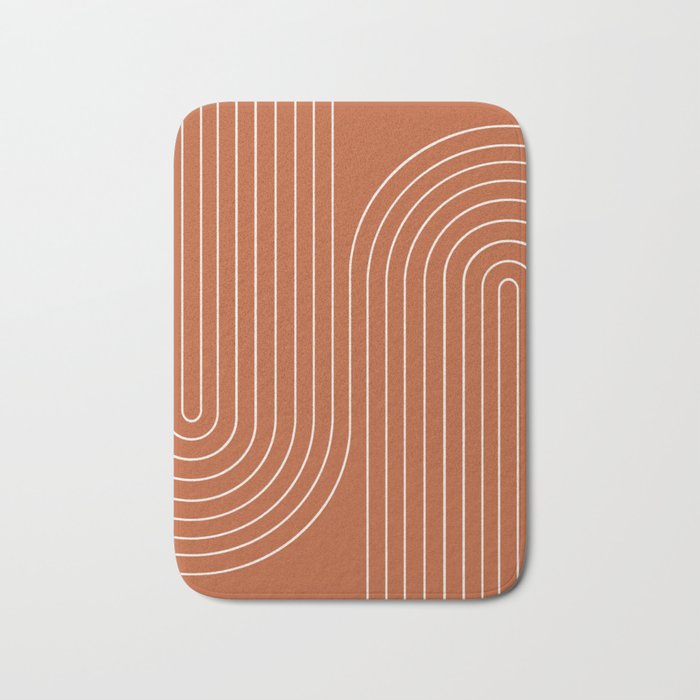 Minimal Line Curvature Ix Red Mid Century Modern Arch Abstract Bath Mat