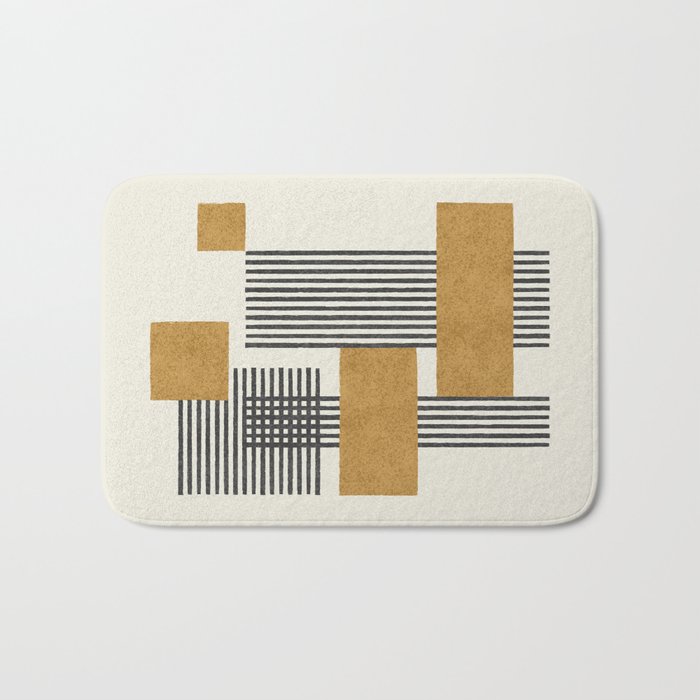 Stripes And Square Composition - Abstract Bath Mat