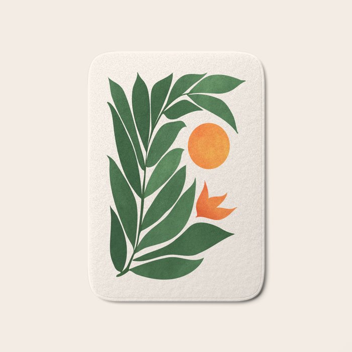 Tropical Forest Sunset / Mid Century Abstract Shapes Bath Mat