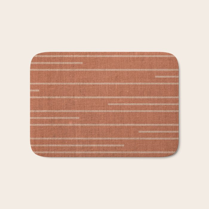Geometric Art, Colorful Stripes, Terracotta Bath Mat