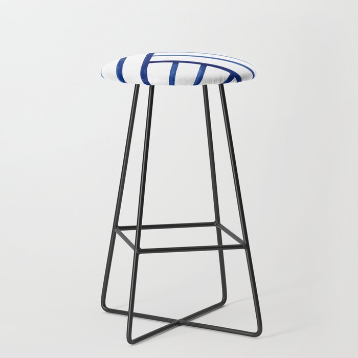 Watercolor Lines Pattern | Navy Blue Stool