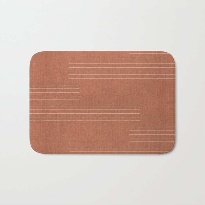 Minimal, Pattern, Boho Prints, Terracotta Bath Mat