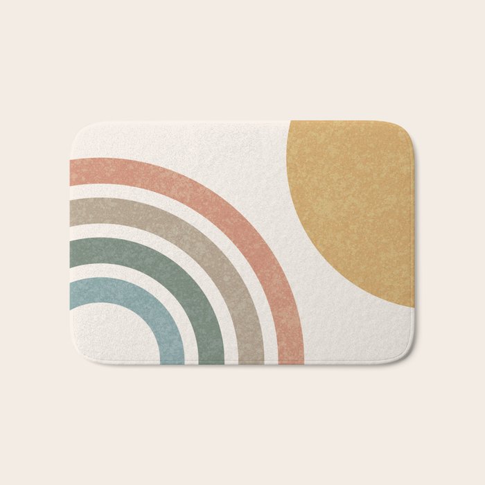 Mid Century Colorful Sun And Rainbow Bath Mat