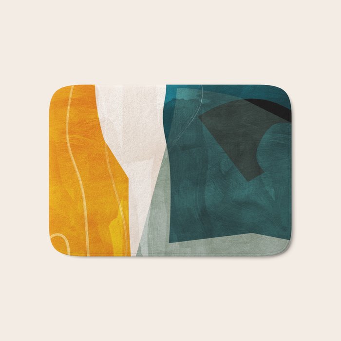 Mid Century Shapes Abstract Painting 3 Bath Mat