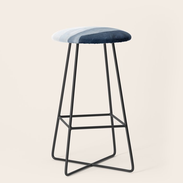 Indigo Abstract Watercolor Mountains Stool
