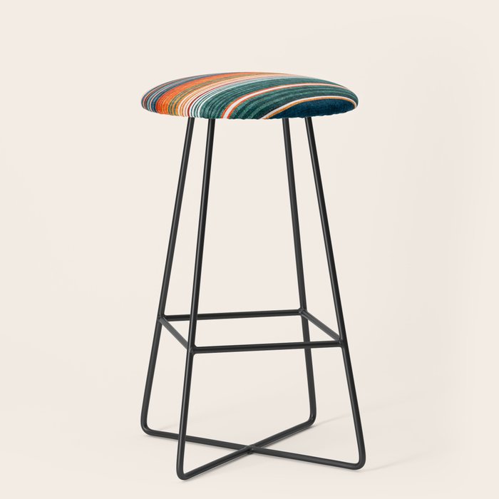 Serape Southwest Stripe - Orange & Dark Teal Stool