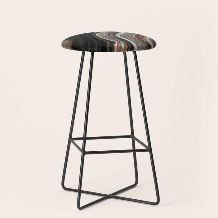 Elegant Black Marble With Gold And Copper Veins Stool