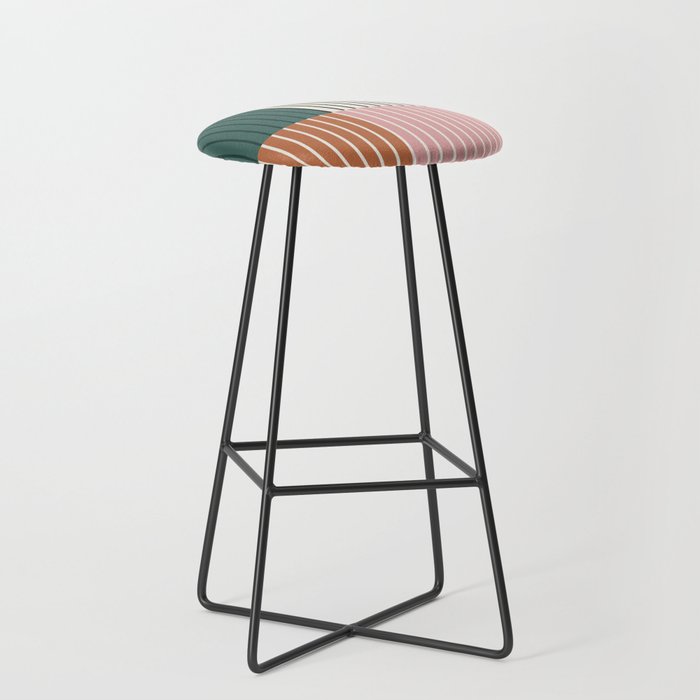 Color Block Line Abstract V Colorful Retro Stool