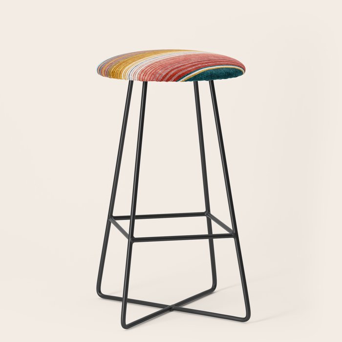Serape Southwest Stripe - Orange & Teal Stool