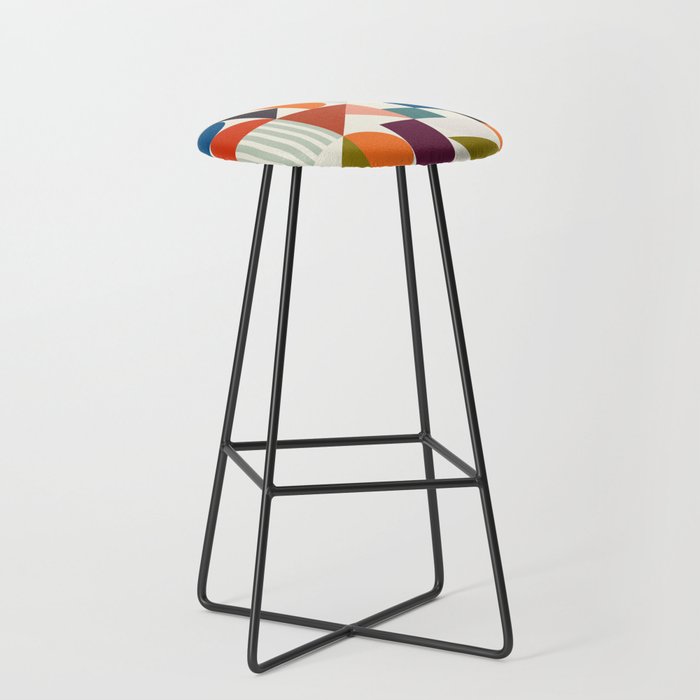 Mid Century Retro Shapes Geometric Stool
